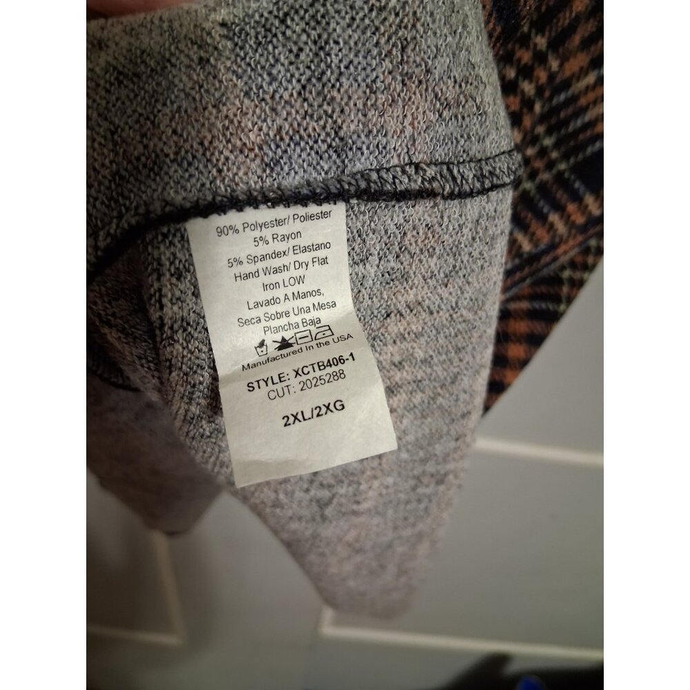 Chris & Carol Plus Women's Size 2X Pullover Plaid Colw Neck Poncho Pockets - Picture 7 of 7